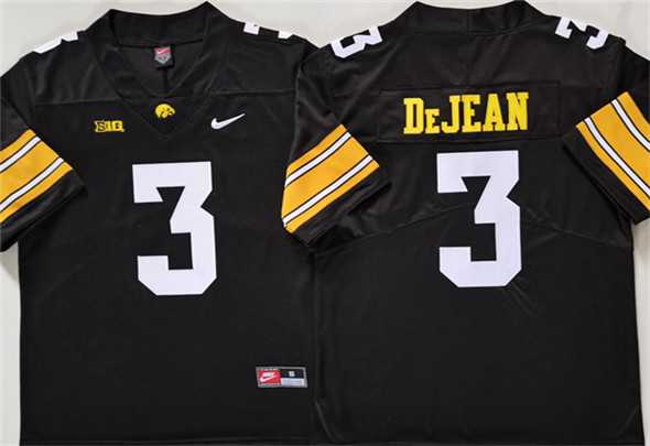 Men%27s Iowa Hawkeyes #3 Cooper DeJean Black Stitched Jersey